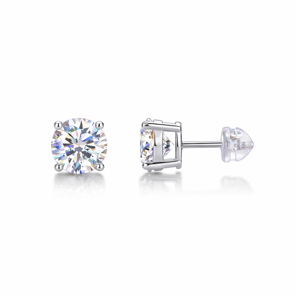 Moissannite Stud Earrings 925 Sterling Silver with GRA Certification