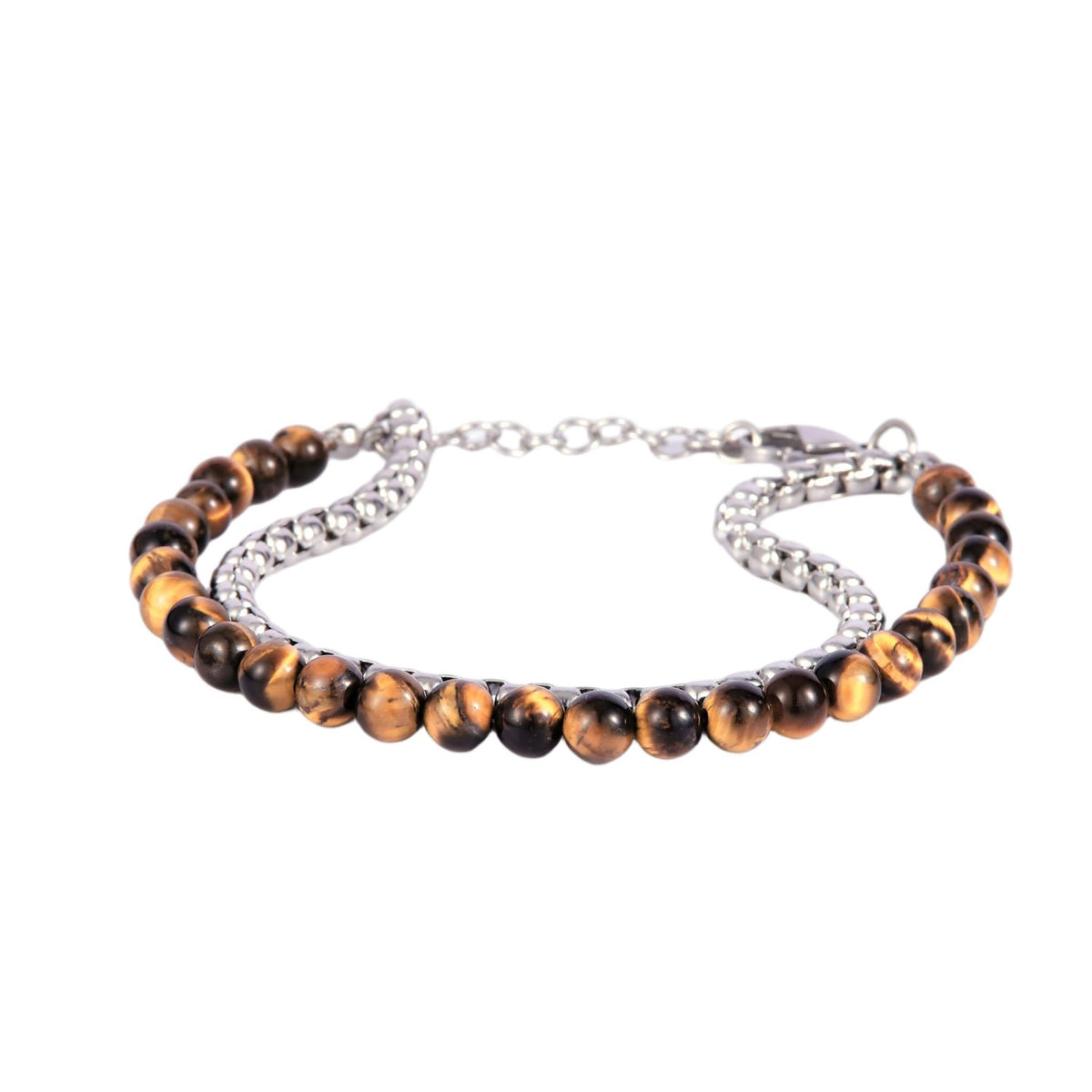 Stainless Steel Silver Tone Chain and Beaded Bracelet
