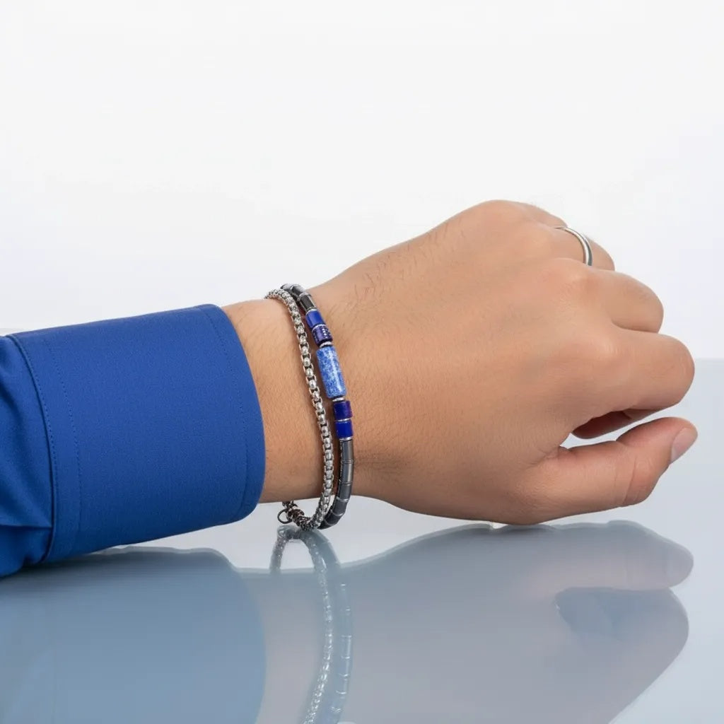 Stainless Steel Silver Tone Multi Strand Layered Bead Bracelets