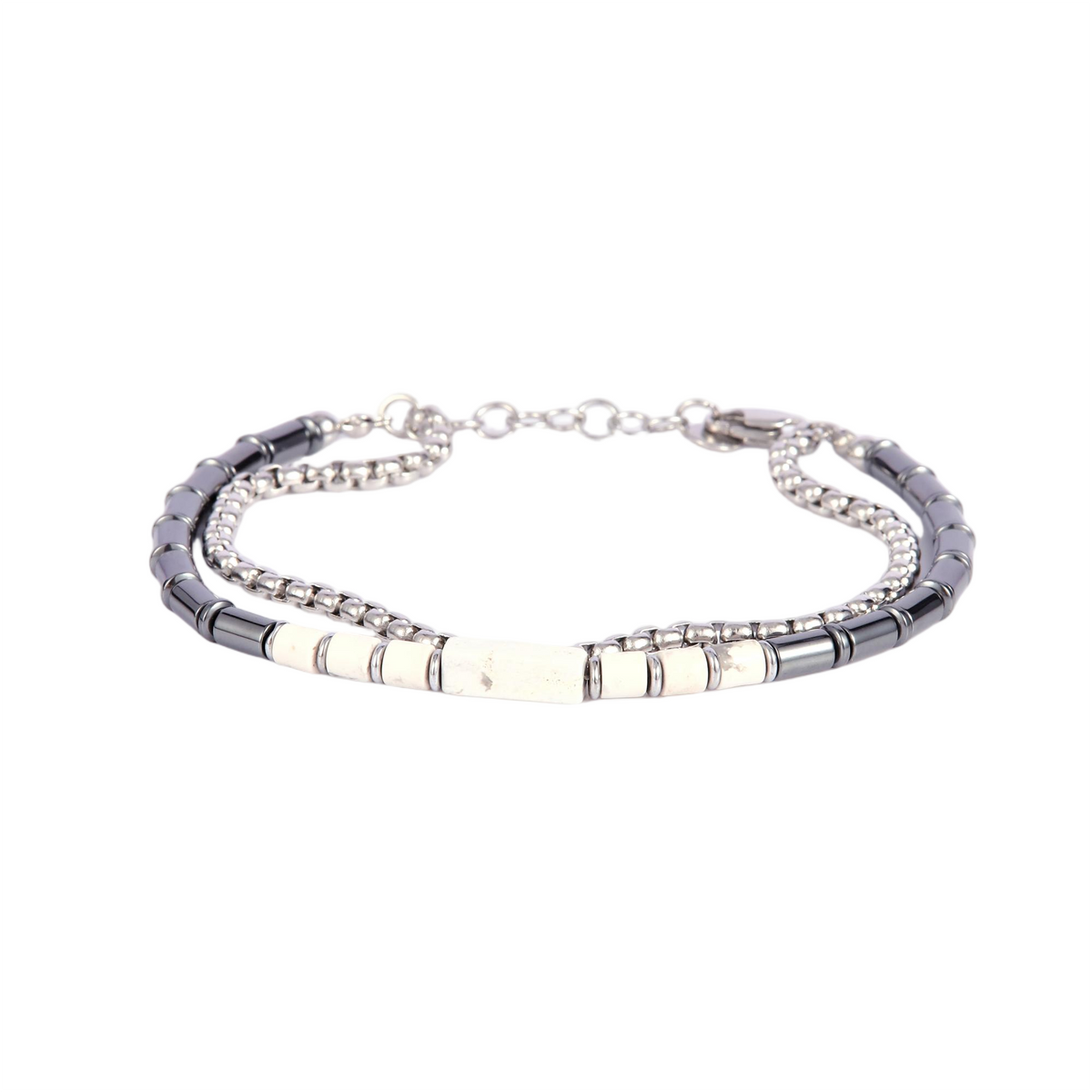 Stainless Steel Silver Tone Multi Strand Layered Bead Bracelets