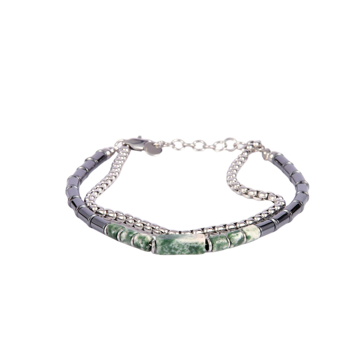 Stainless Steel Silver Tone Multi Strand Layered Bead Bracelets