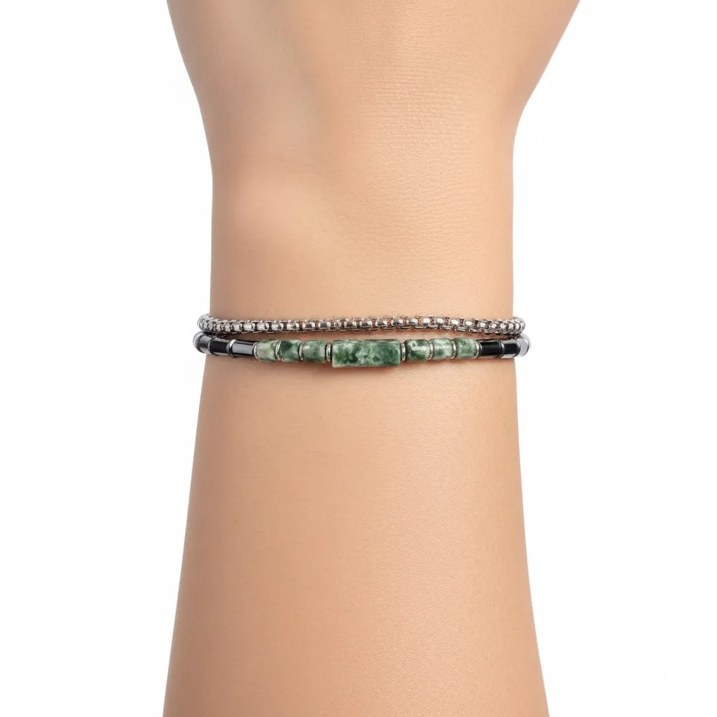 Stainless Steel Silver Tone Multi Strand Layered Bead Bracelets