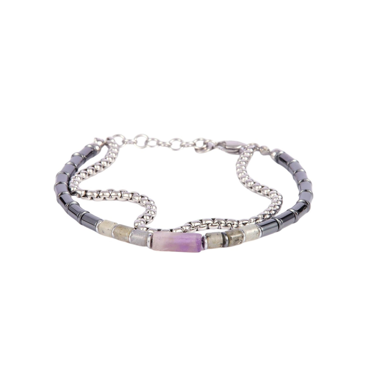Stainless Steel Silver Tone Multi Strand Layered Bead Bracelets