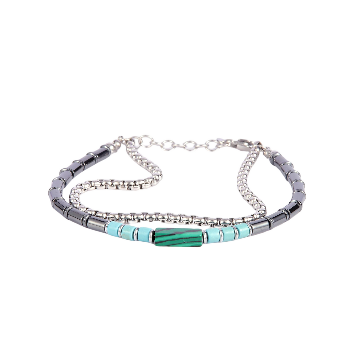 Stainless Steel Silver Tone Multi Strand Layered Bead Bracelets
