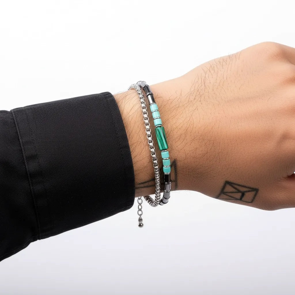 Stainless Steel Silver Tone Multi Strand Layered Bead Bracelets
