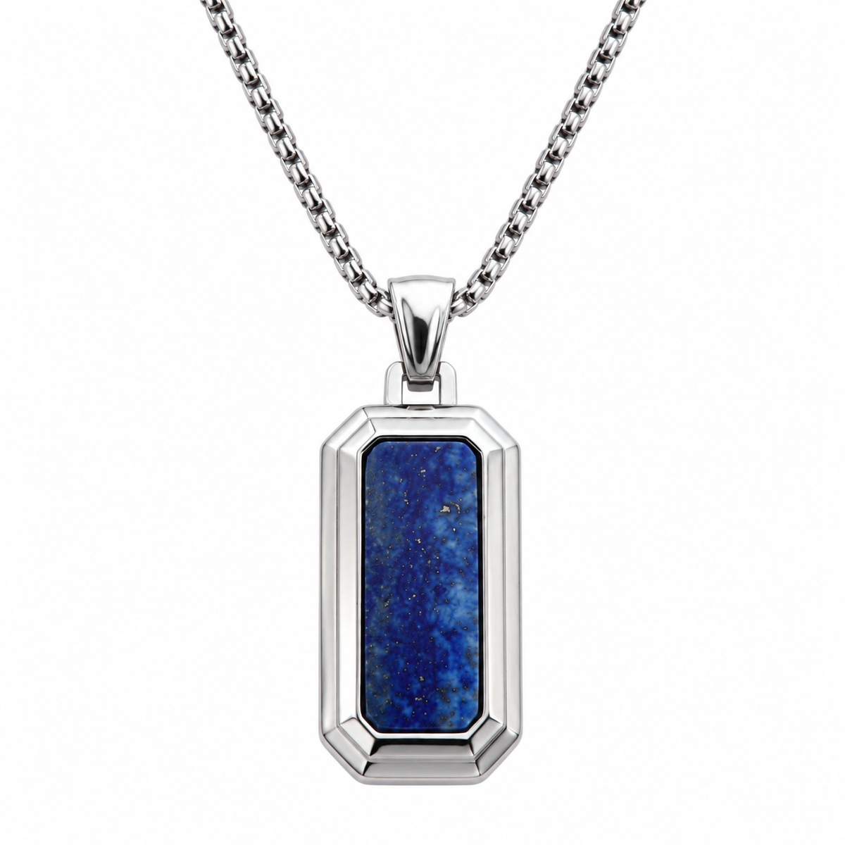 Natural Stone Dog Tag Pendant Necklace