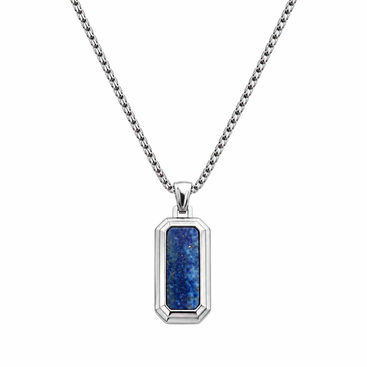 Natural Stone Dog Tag Pendant Necklace
