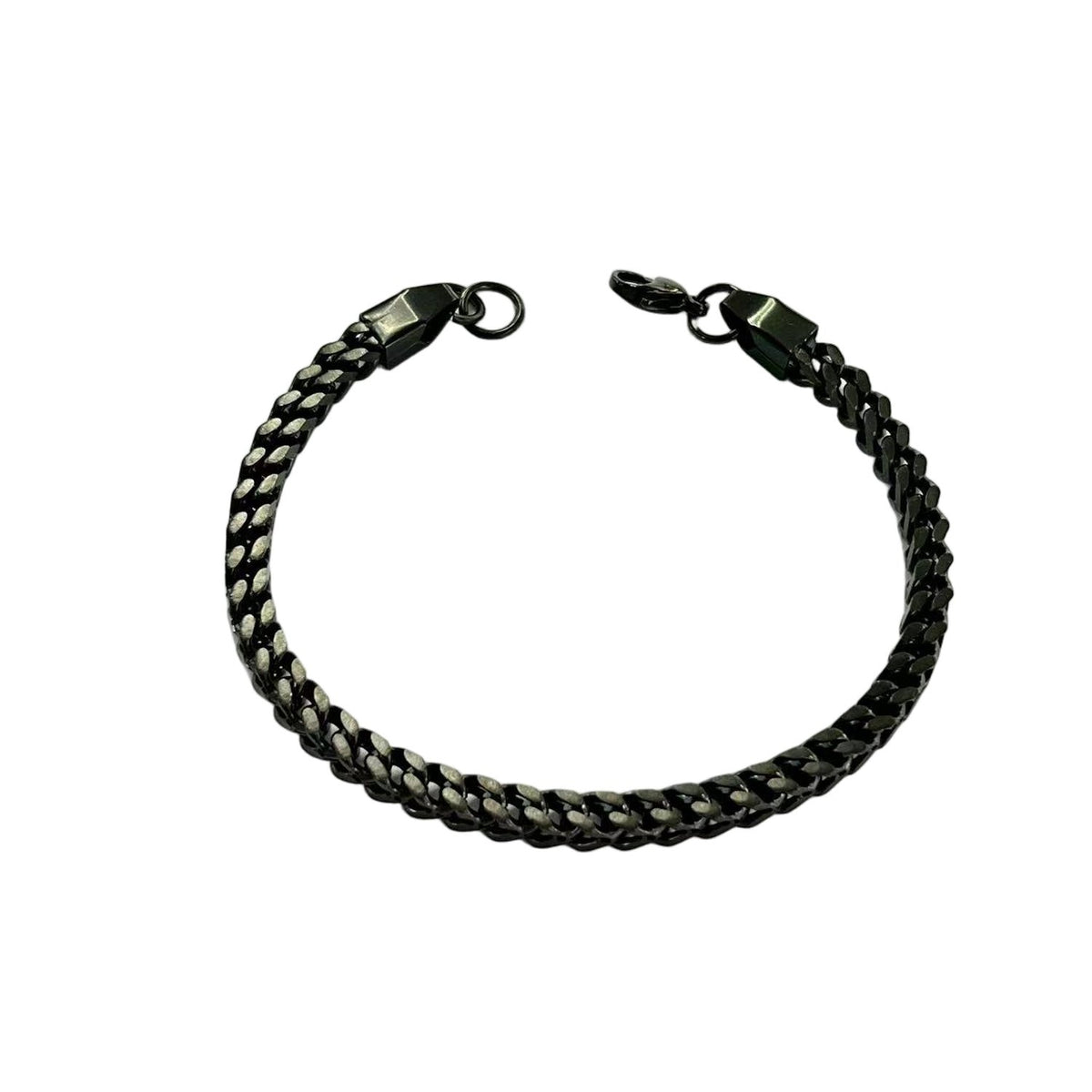 Stainless Steel Black Plated Rounded Franco Chain Bracelet