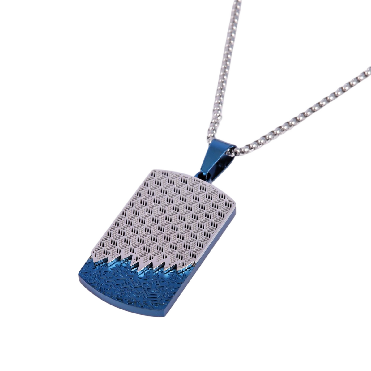 Stainless Steel Silver Tone Dog Tag Pendant Necklace