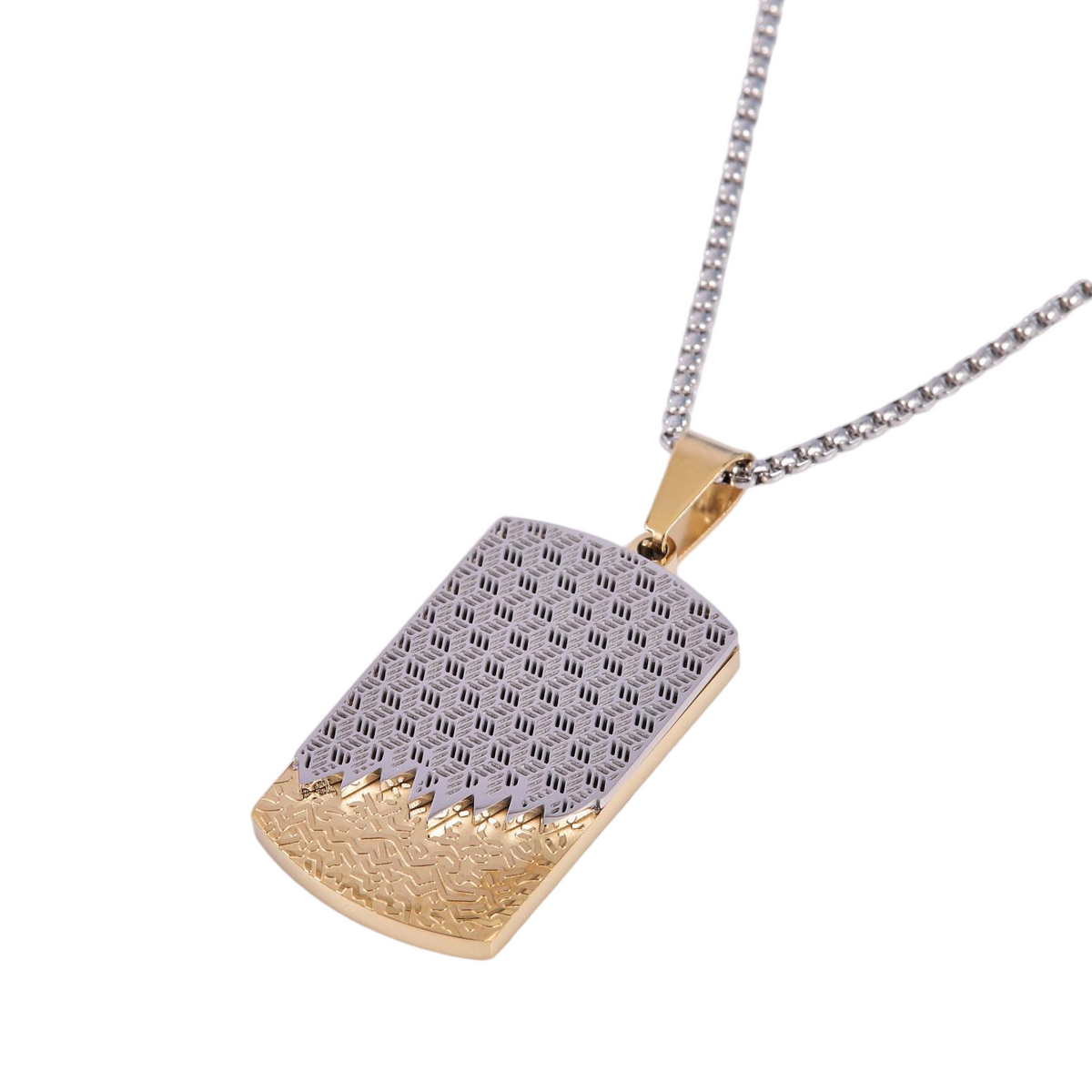 Stainless Steel Silver Tone Dog Tag Pendant Necklace