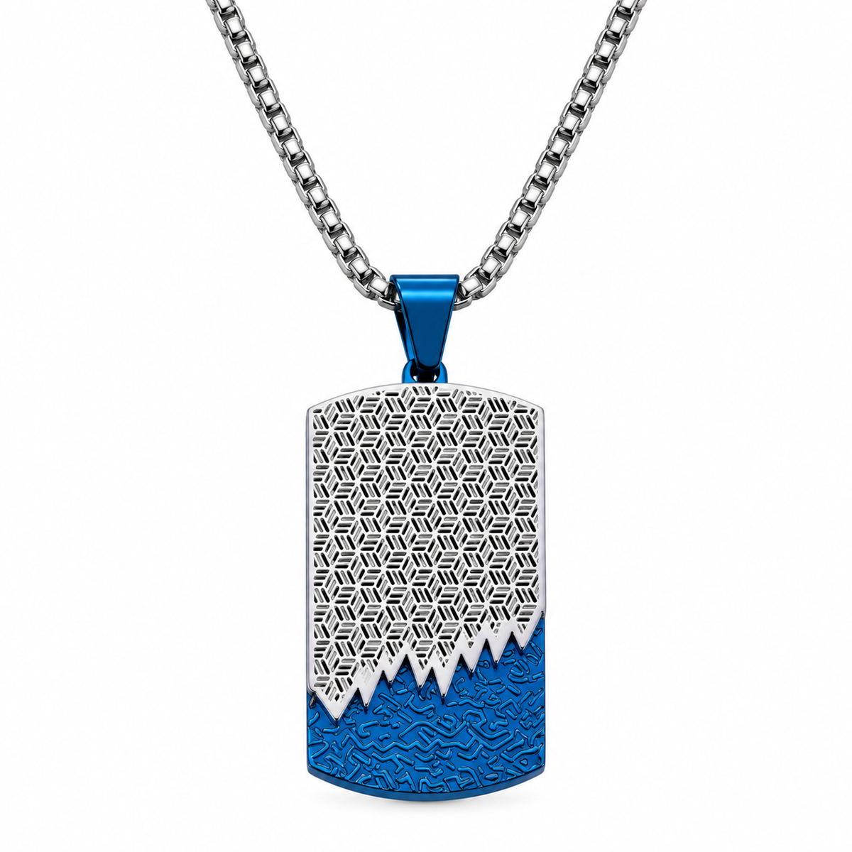 Modern Geometric Textured Dog Tag Necklace