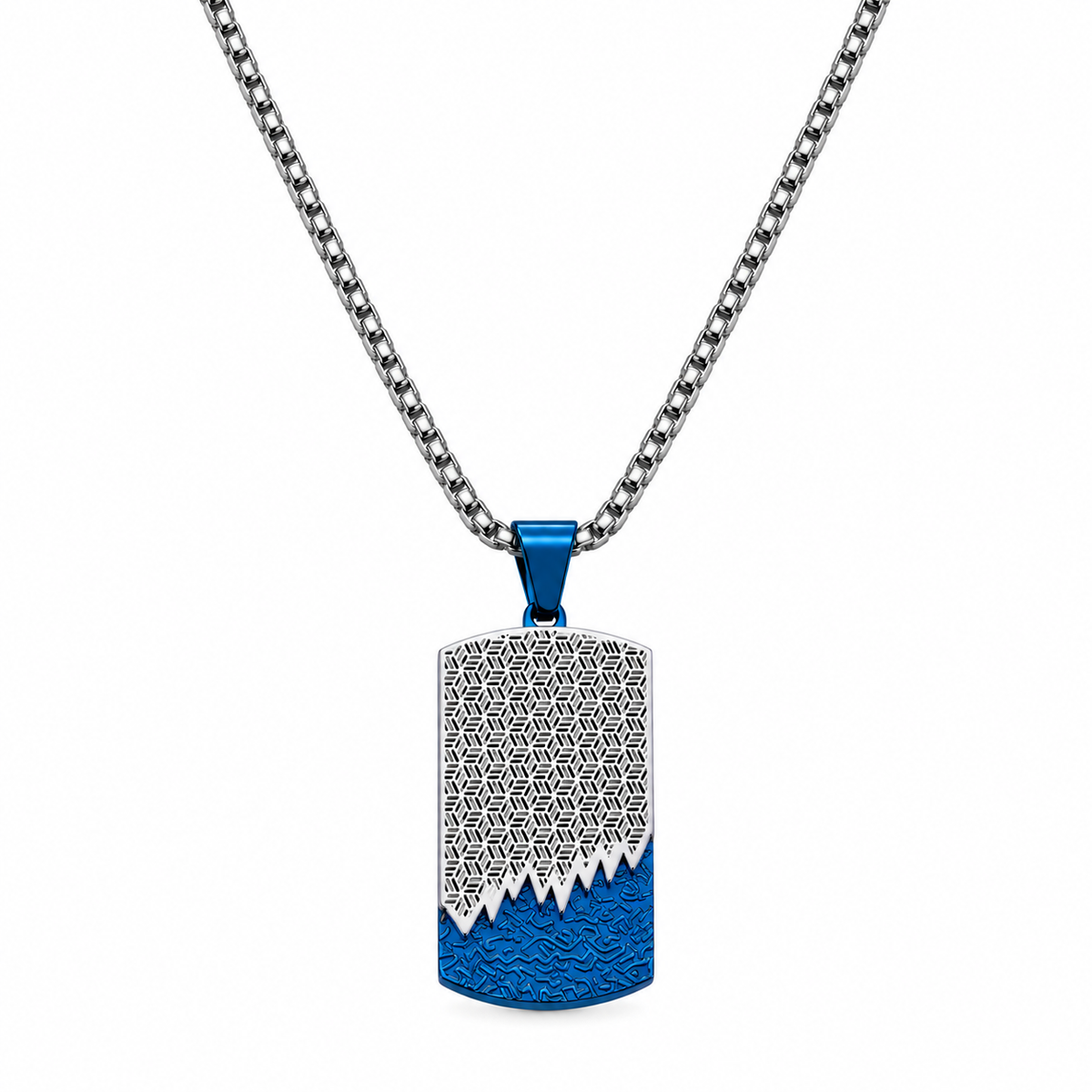 Modern Geometric Textured Dog Tag Necklace