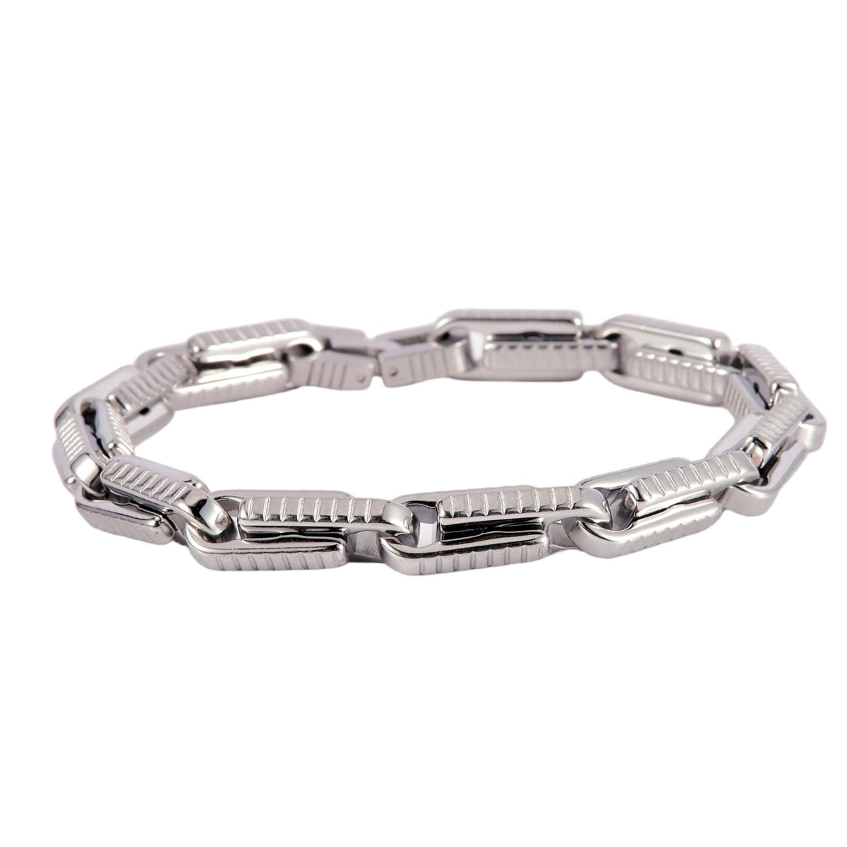 Stainless Steel Silver Tone Oval Link Bracelet