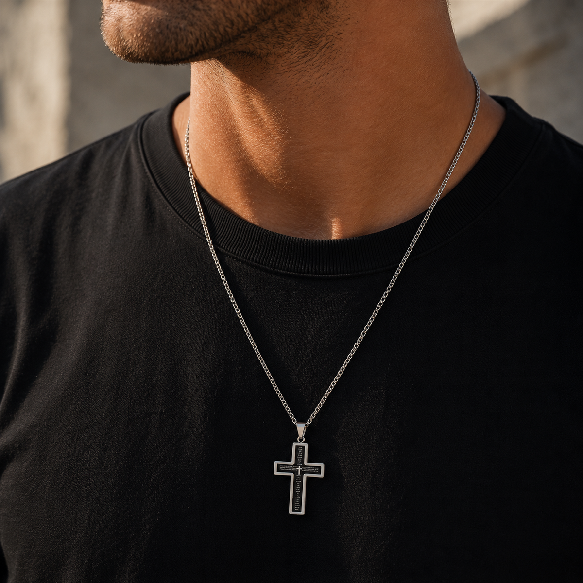 Lords Prayer Rotating Cross Necklace