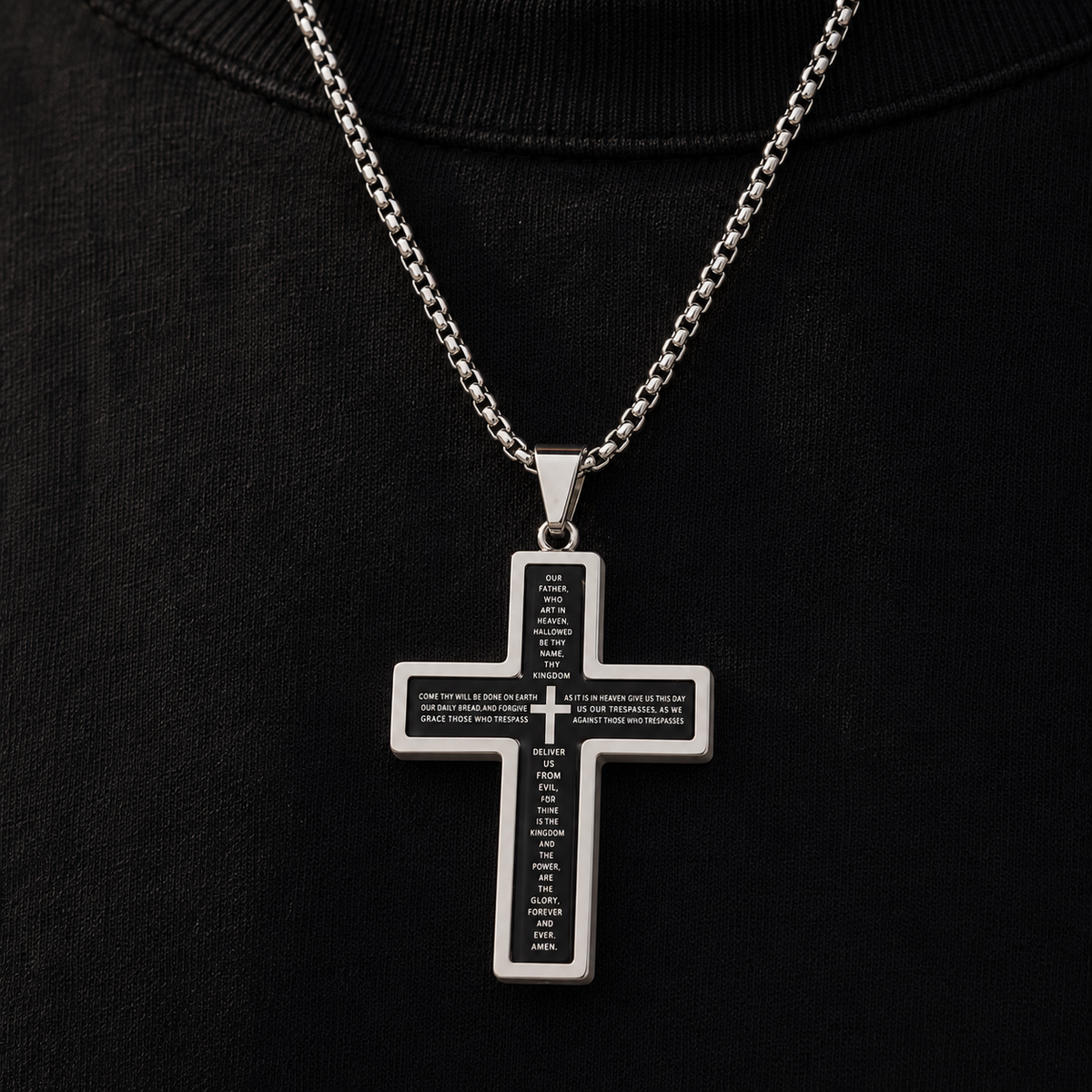 Lords Prayer Rotating Cross Necklace
