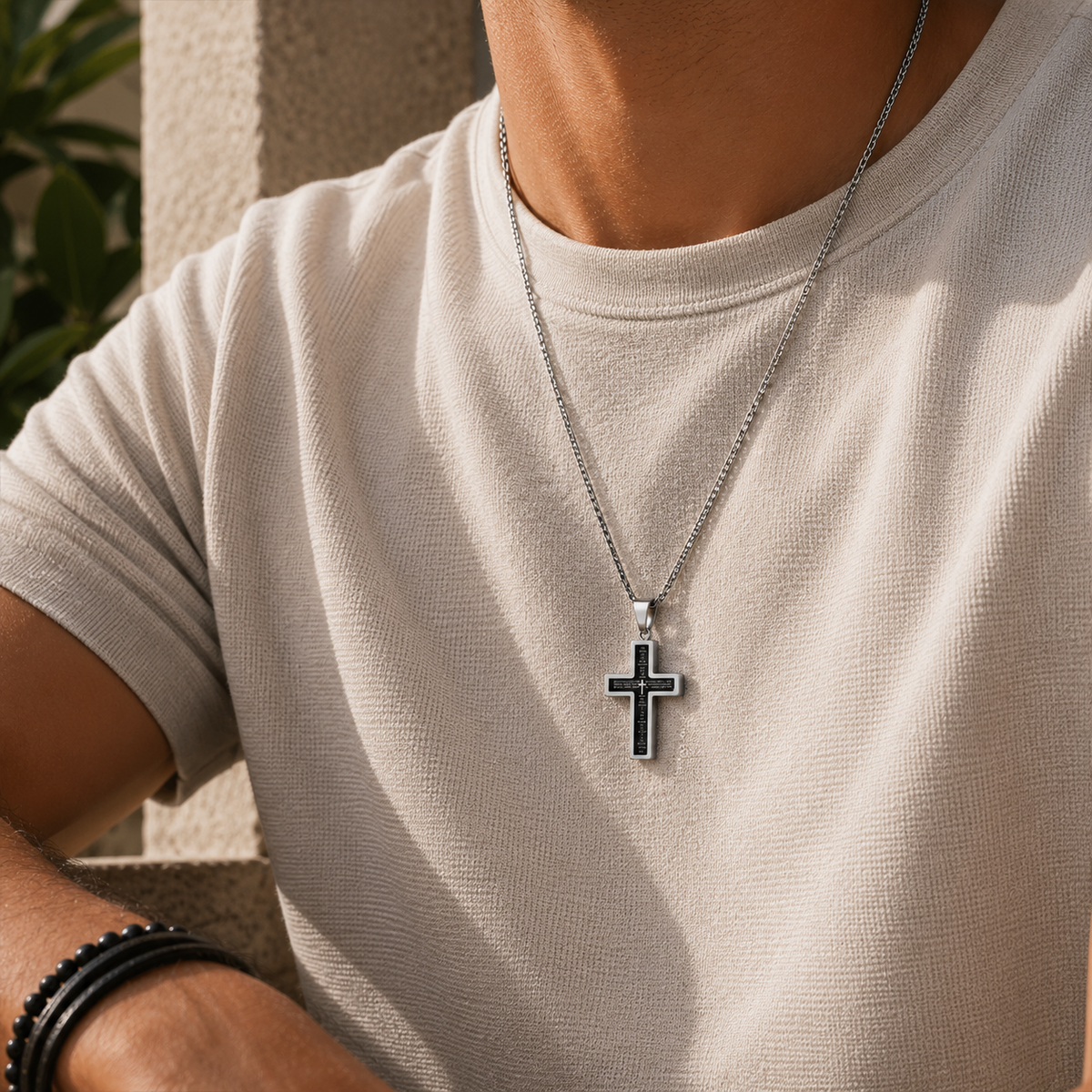 Lords Prayer Rotating Cross Necklace