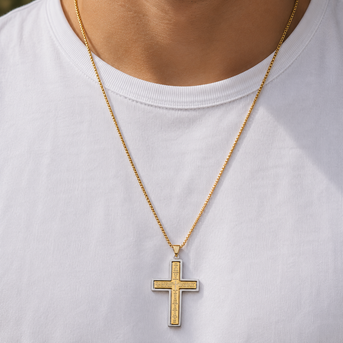 Lords Prayer Rotating Cross Necklace