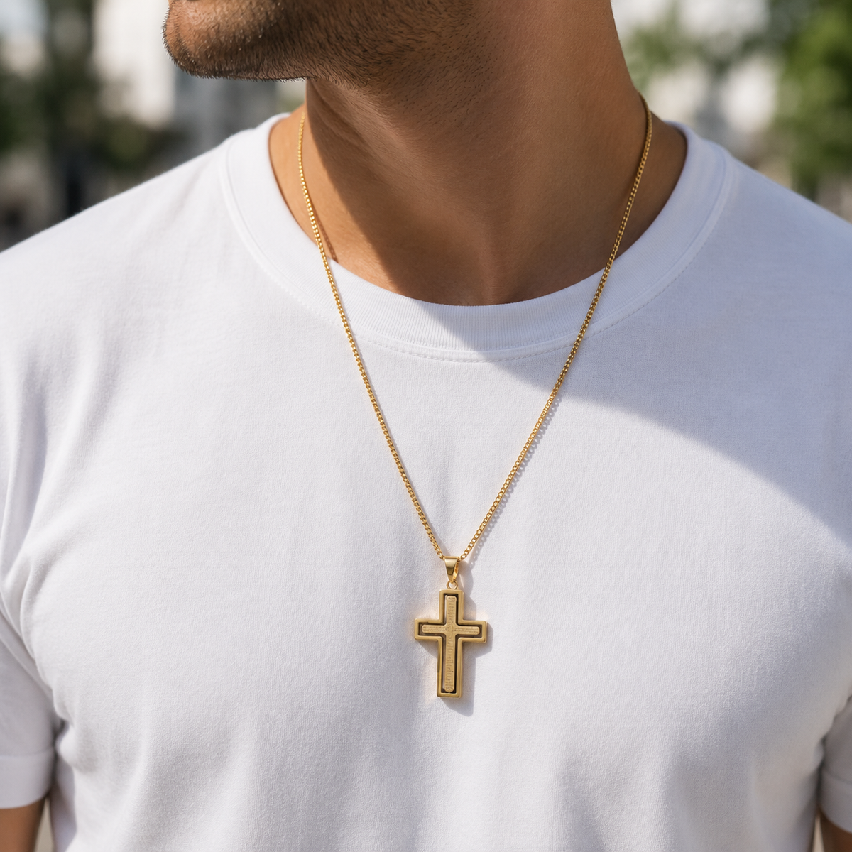 Lords Prayer Rotating Cross Necklace