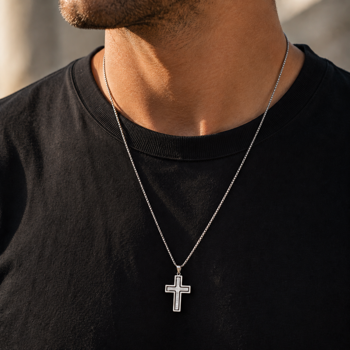 Lords Prayer Rotating Cross Necklace