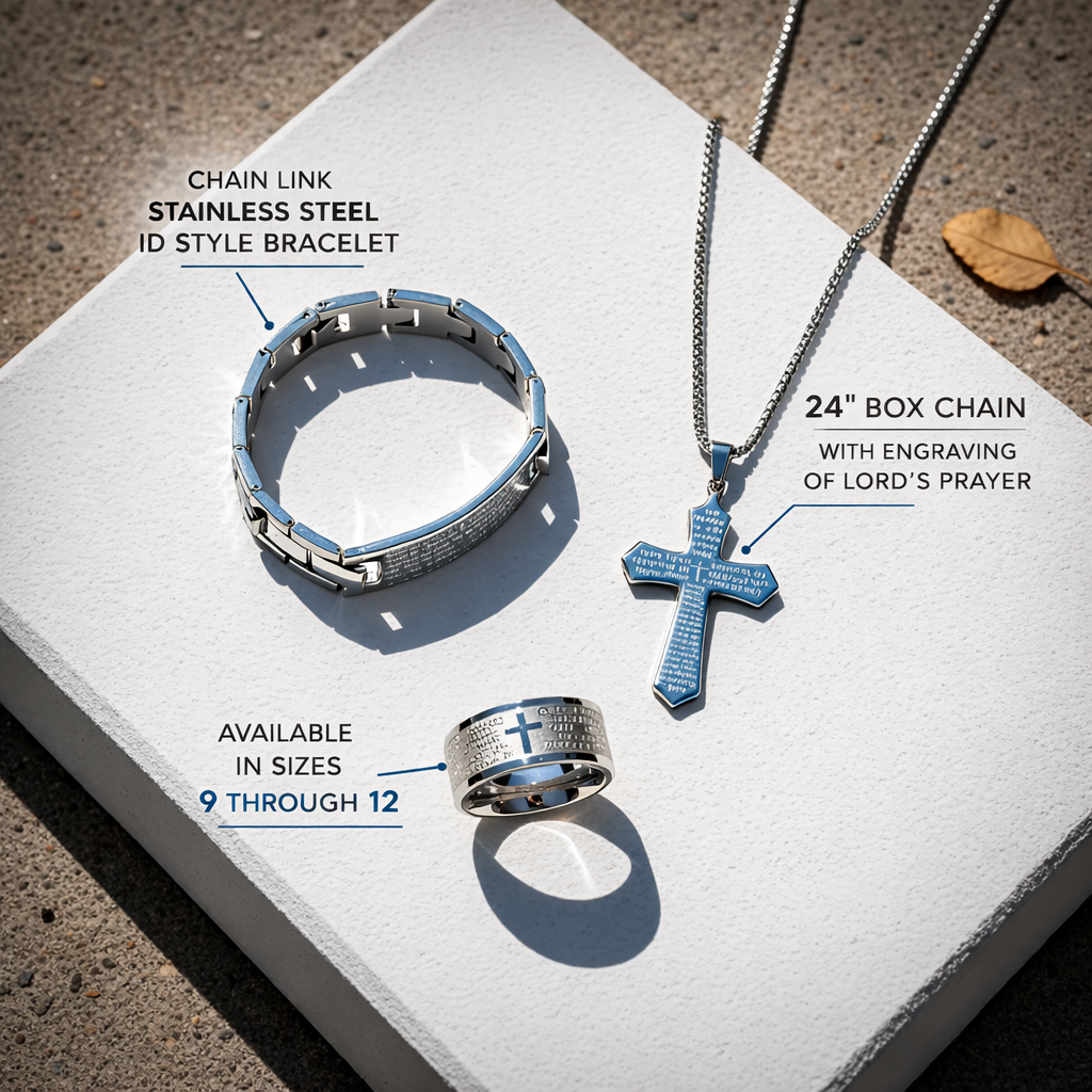 Lords Prayer Faith Jewelry Set for Men