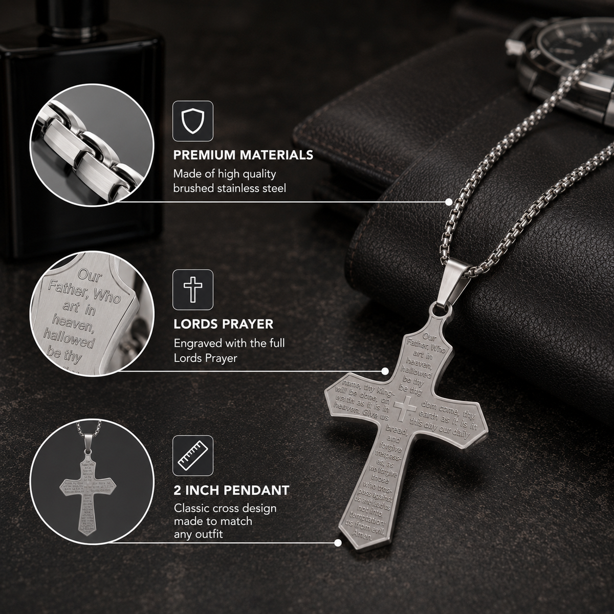 Lords Prayer Faith Jewelry Set for Men