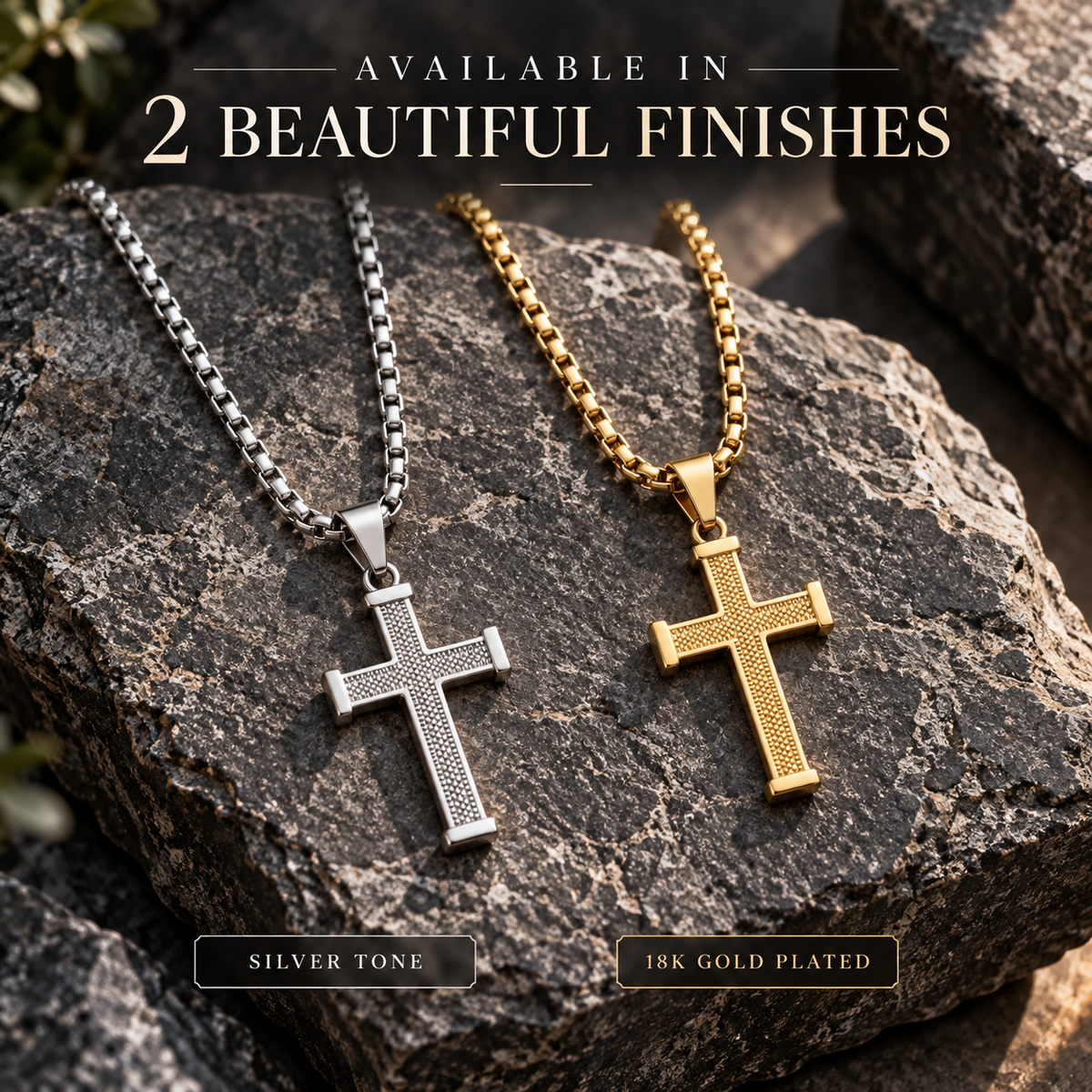 Textured Cross Pendant Necklace