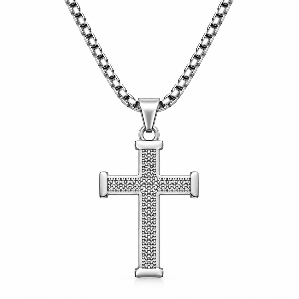 Textured Cross Pendant Necklace