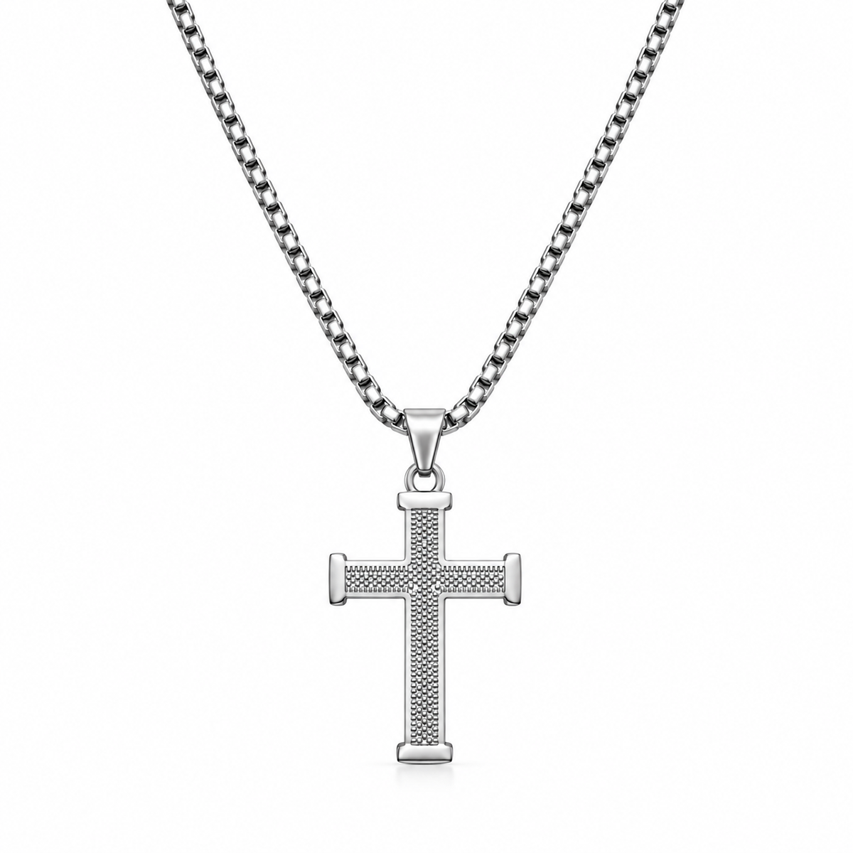 Textured Cross Pendant Necklace