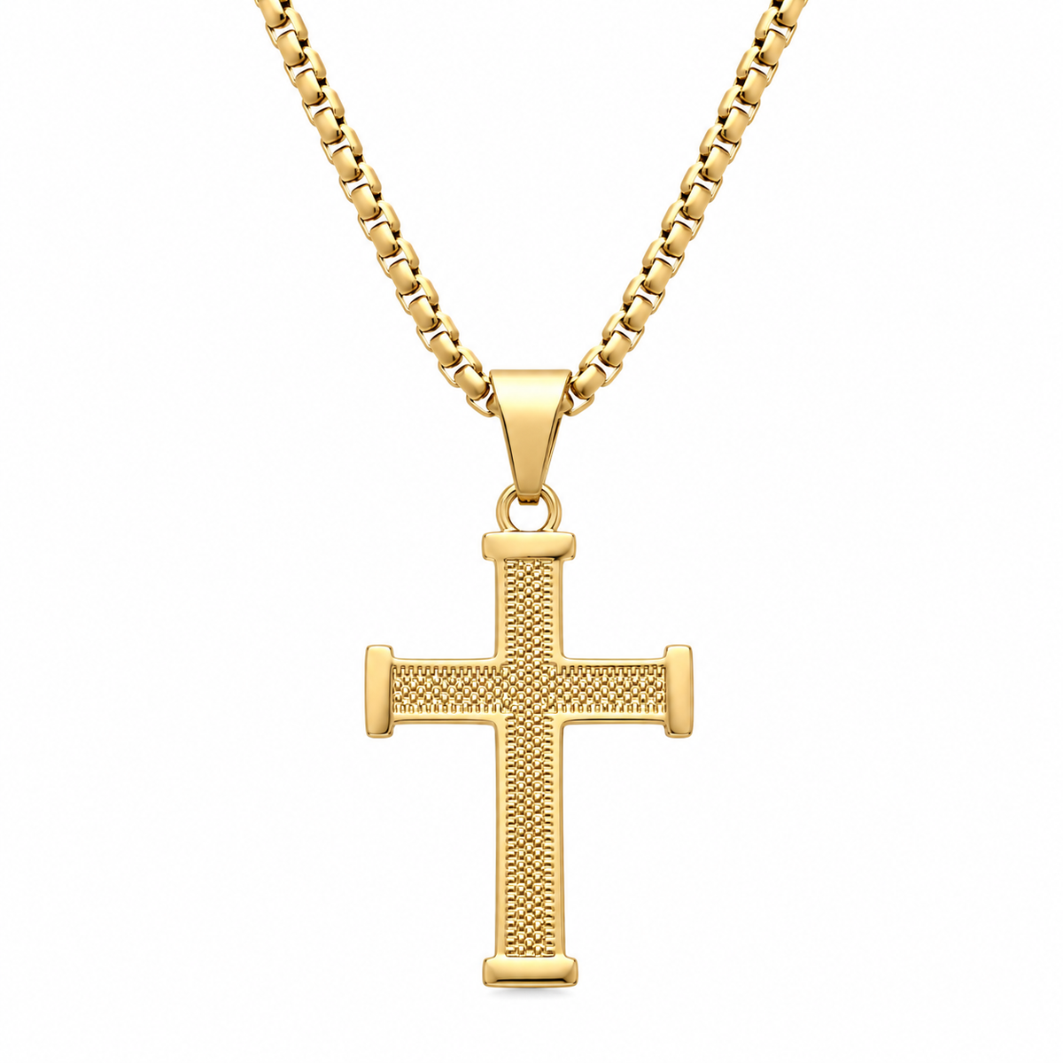 Textured Cross Pendant Necklace