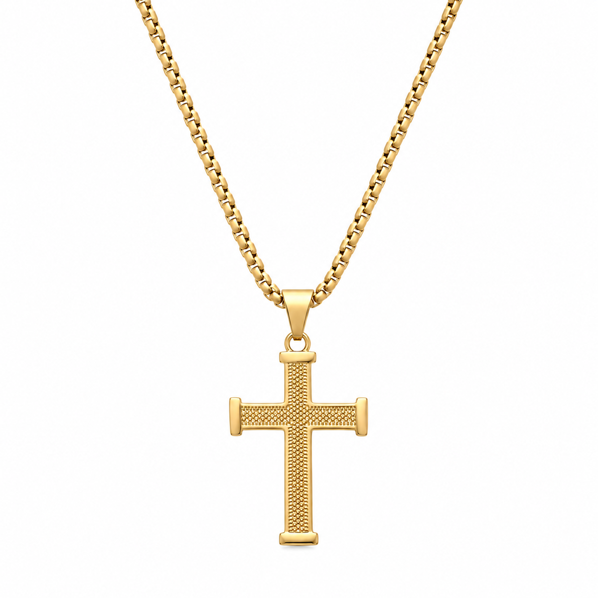 Textured Cross Pendant Necklace
