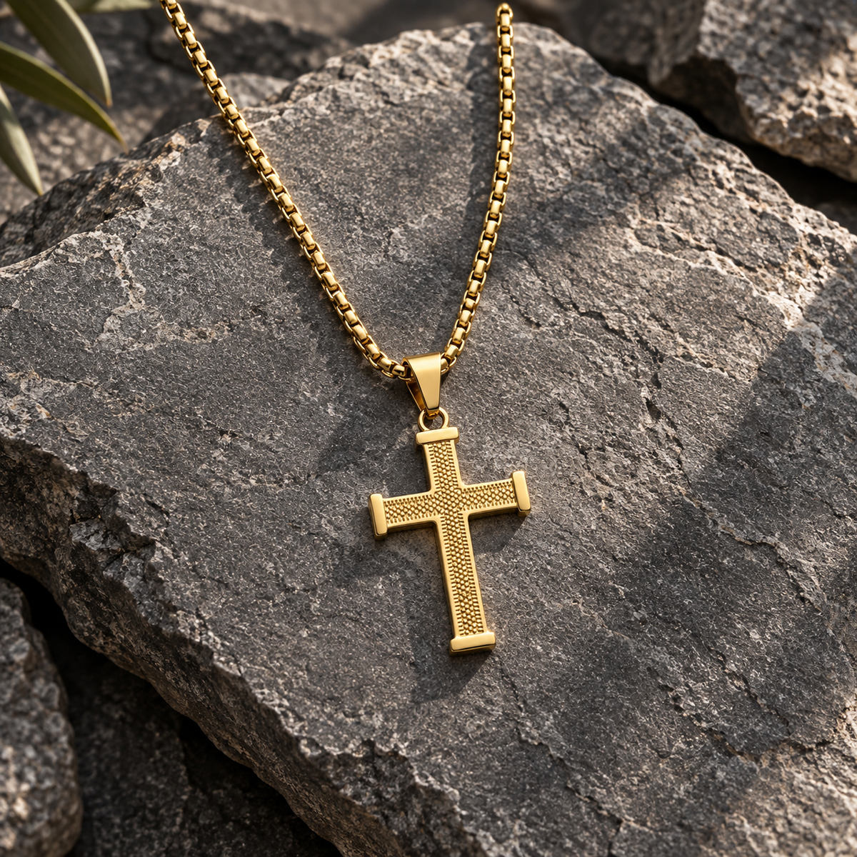 Textured Cross Pendant Necklace