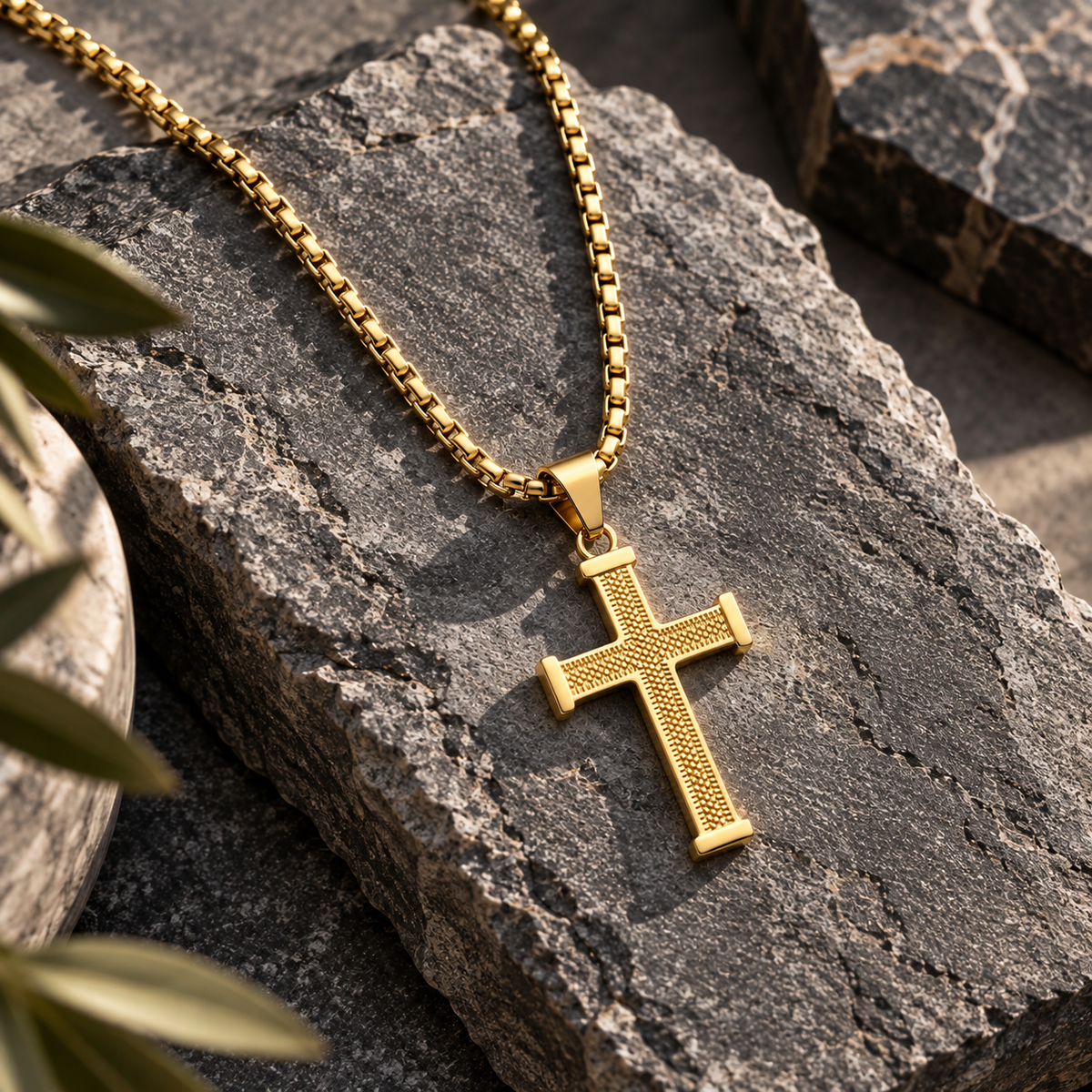 Textured Cross Pendant Necklace