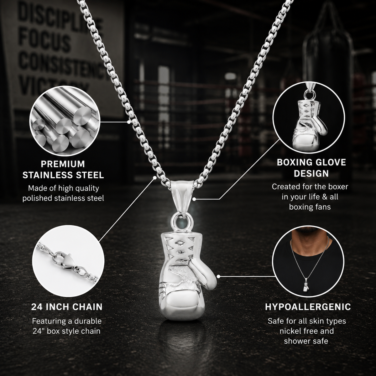 Boxing Glove Pendant Necklace