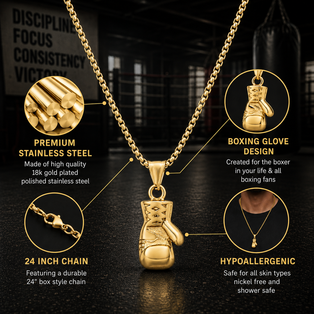 Boxing Glove Pendant Necklace