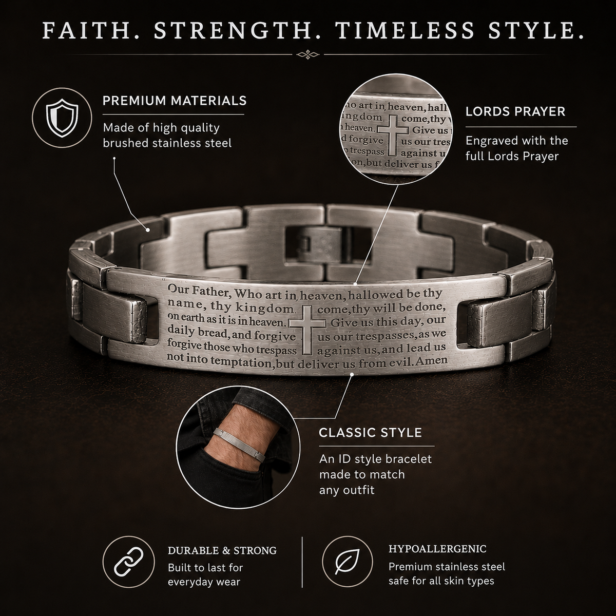 Lords Prayer Faith Jewelry Set for Men