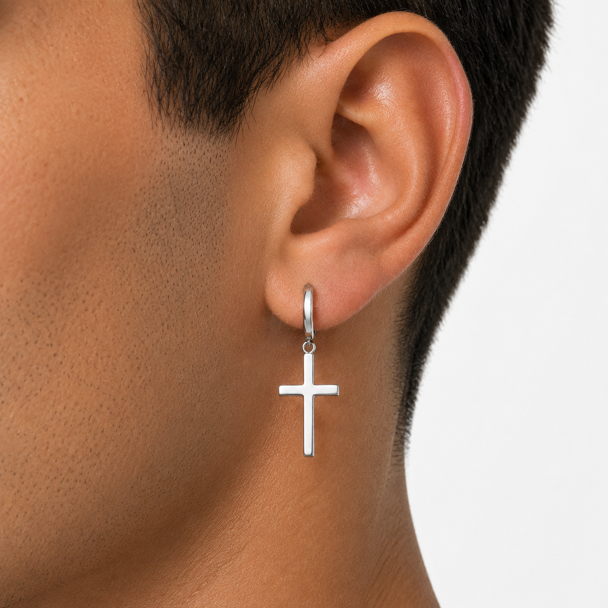 Cross & Stud Earring Set with Round CZ Studs