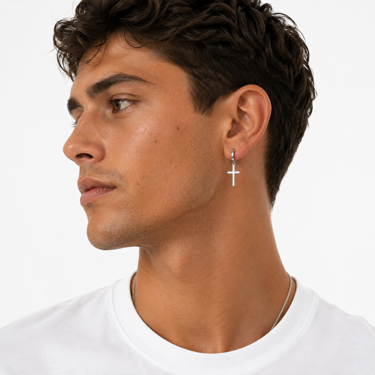 Cross & Stud Earring Set with Round CZ Studs
