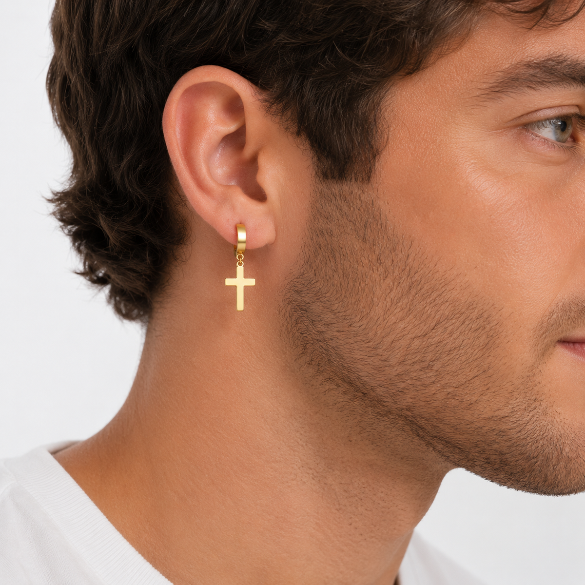 Cross & Stud Earring Set with Round CZ Studs