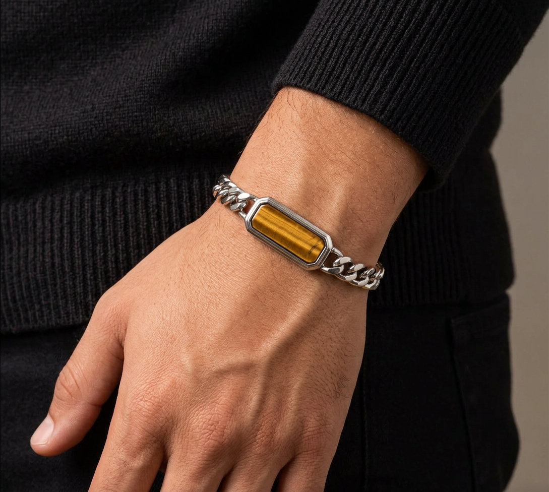 "Apex" Tiger's Eye Curb Chain Bracelet