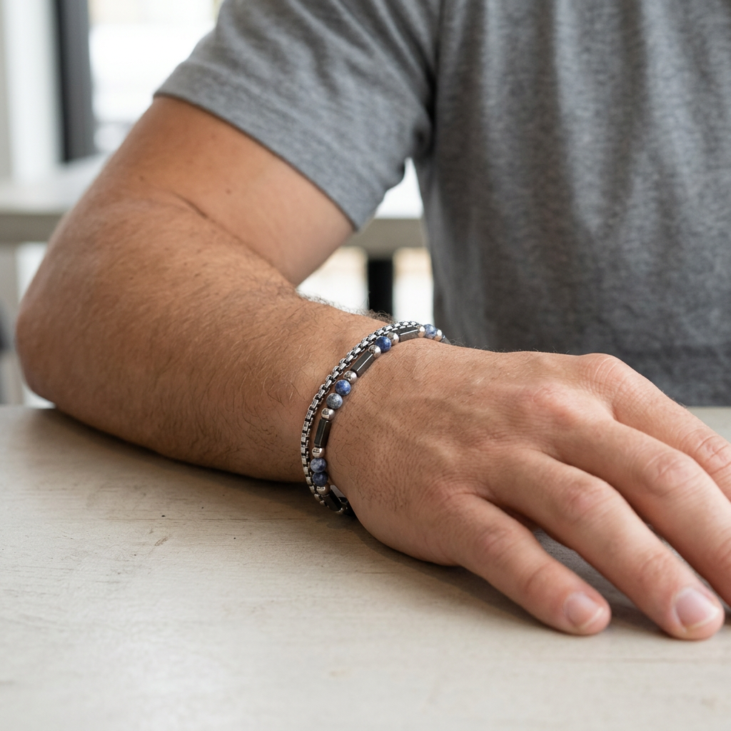Stainless Steel Stone Chain Bracelet