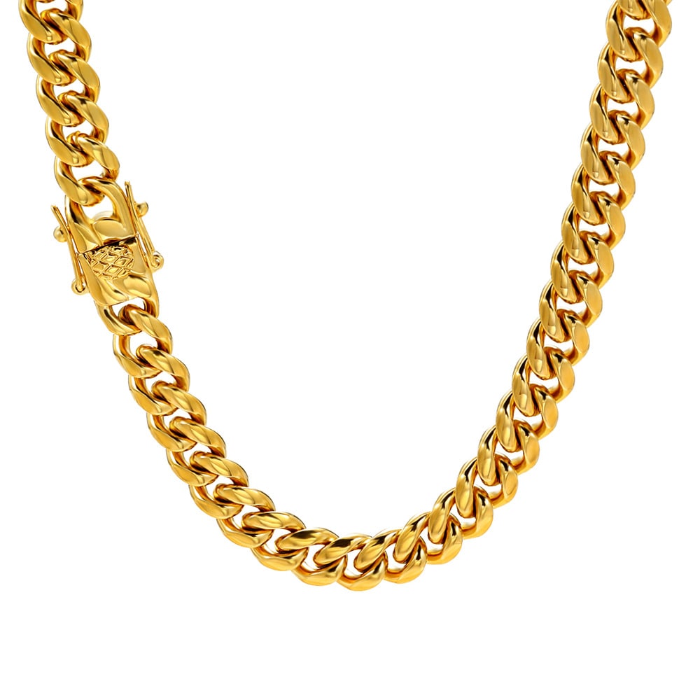 Gold Plated Cuban Safety Clasp Necklace