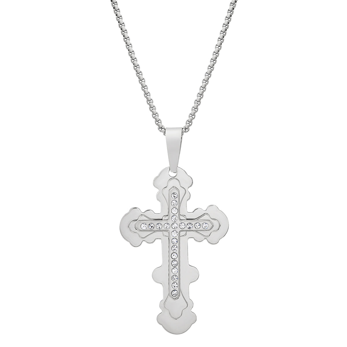 Studded Cross Pendant Necklace
