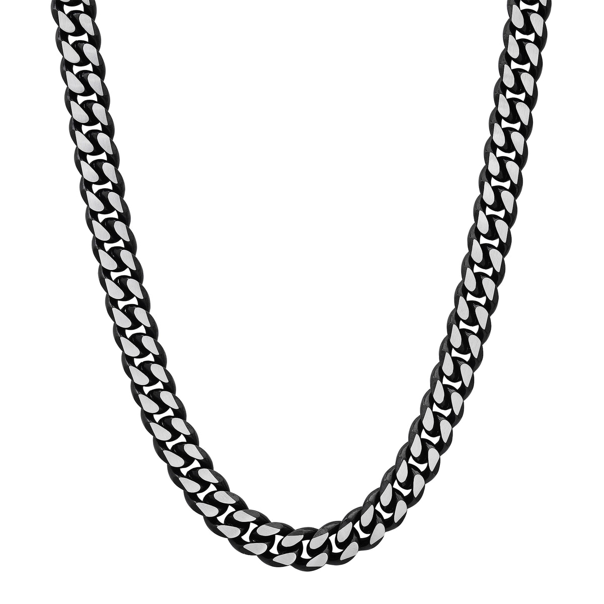 Two-Tone Black and Steel Cuban Necklace