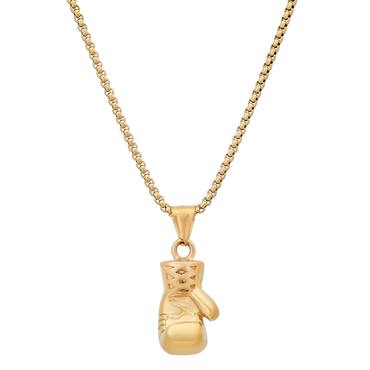 Gold Plated Bozing Glove Pendant Necklace