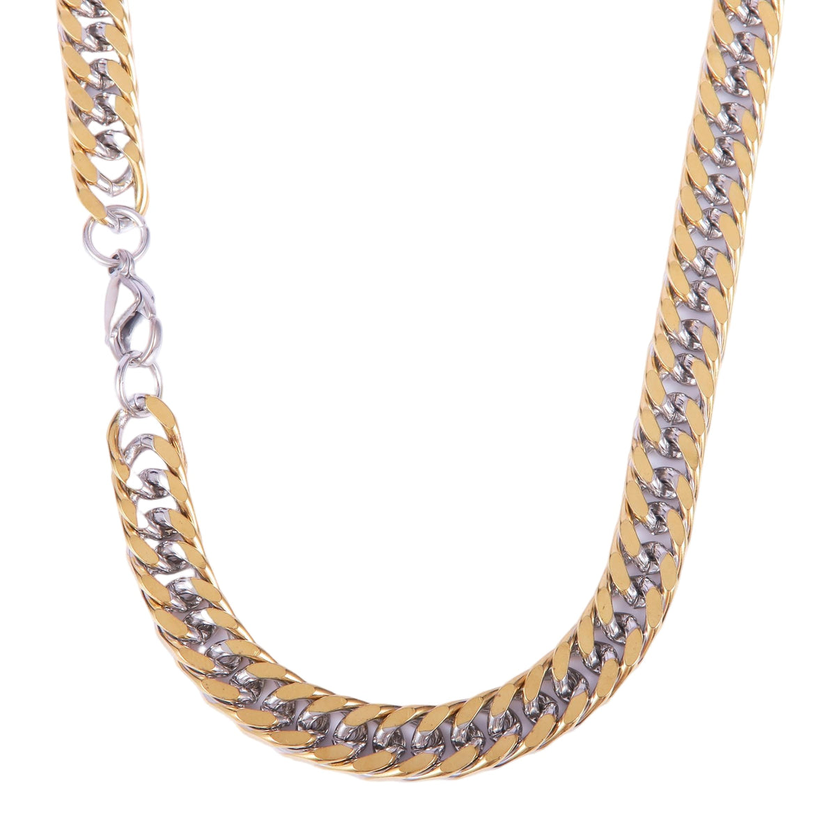 Two-Tone Gold and Steel Franco Necklace