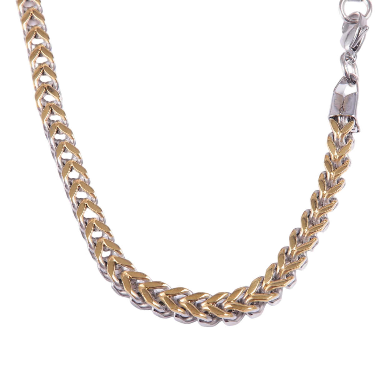 Two-Tone Gold and Steel Franco Chain Necklace