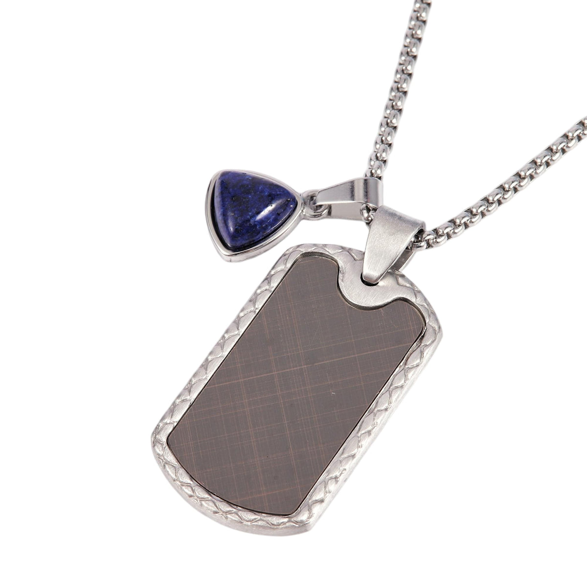 Dogtag With Hanging Lapis Triangle Necklace