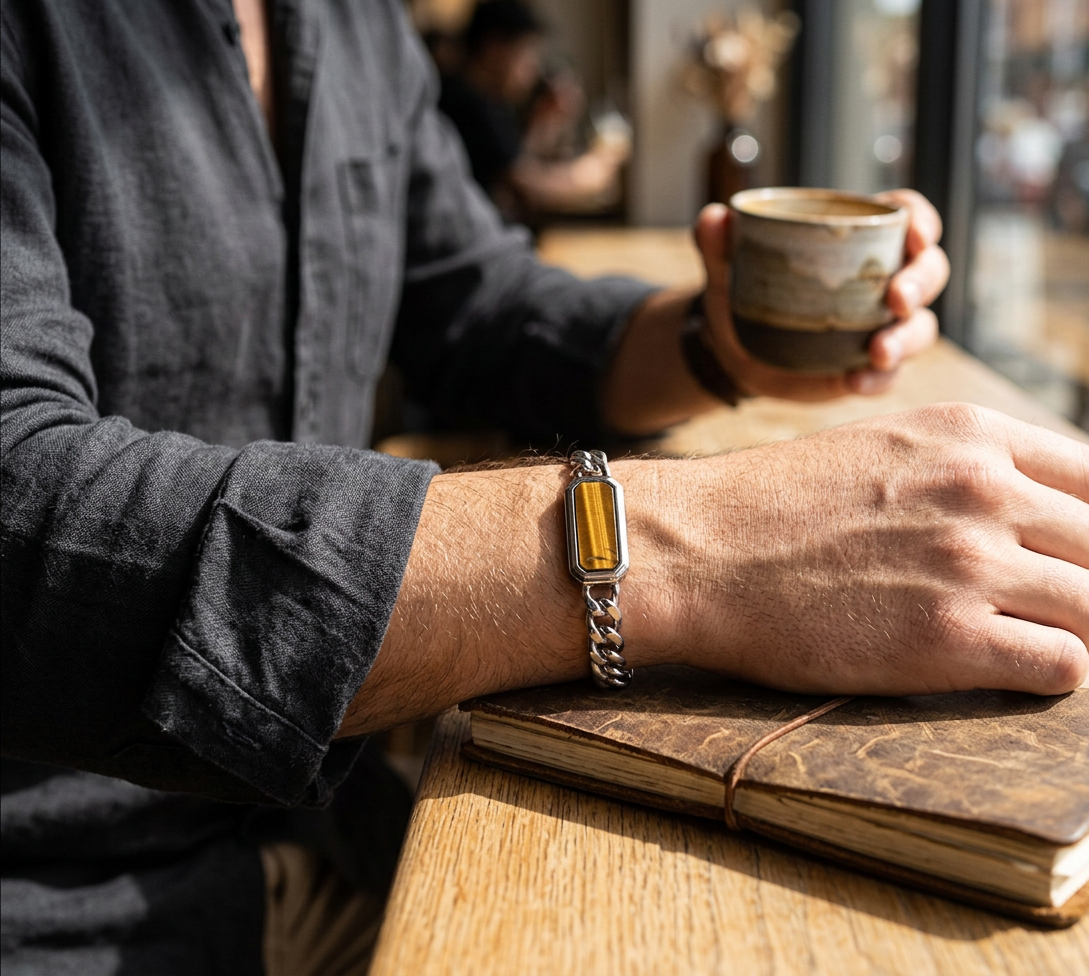 "Apex" Tiger's Eye Curb Chain Bracelet