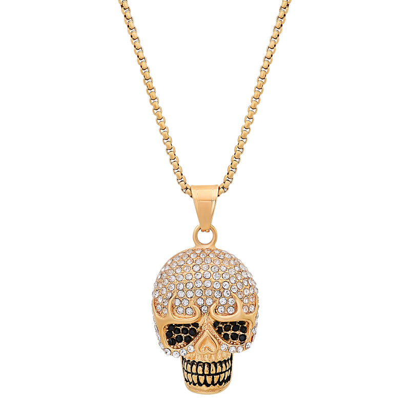 Gold Plated Iced Skull Pendant