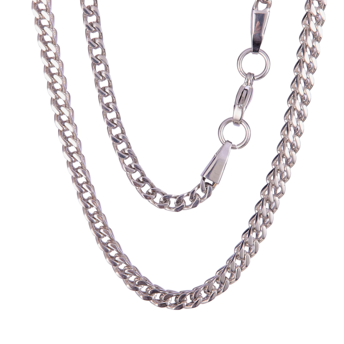 Stainless Steel Silver Tone Curb Chain Necklace